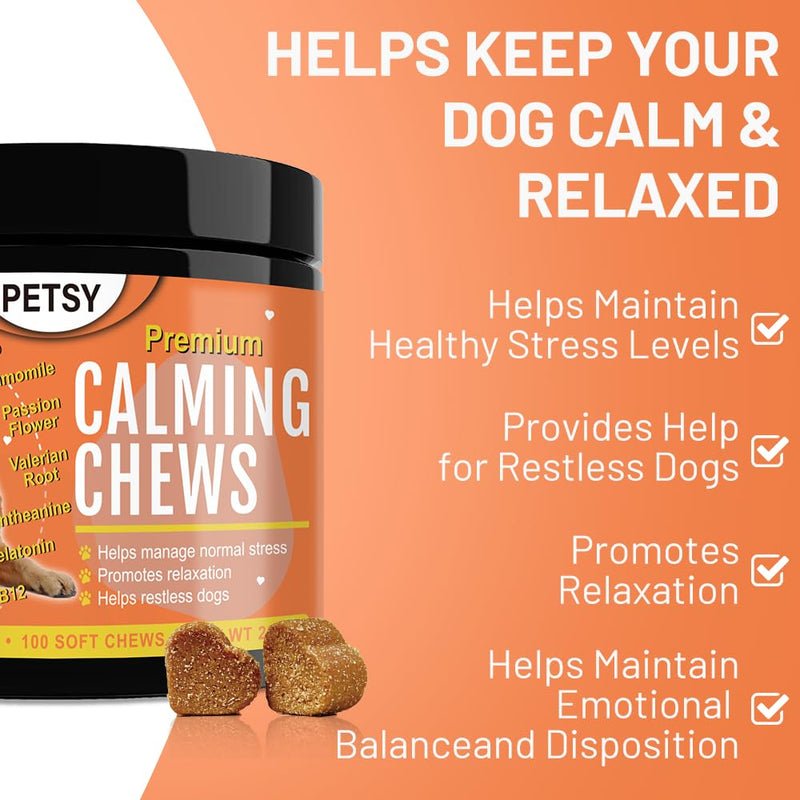 Dog Calming Tablets that work CALMS Fear, Stress, Separation Anxiety, Travel Calming Dog Treats DAILY Dog Calming Chews TASTY Calming Tablets for Dogs CHICKEN Dog Calming Tablets Dog calming products