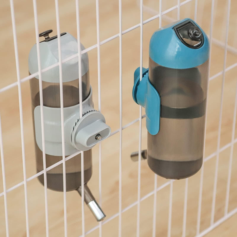 Pet Water Bottle Hanging Dog Water Dispenser Kennel Drinker Kettle Feeder BPA Free Cage Crate Hutch Puppy Cat Rabbit (24oz, Gray) 24oz - BeesActive Australia