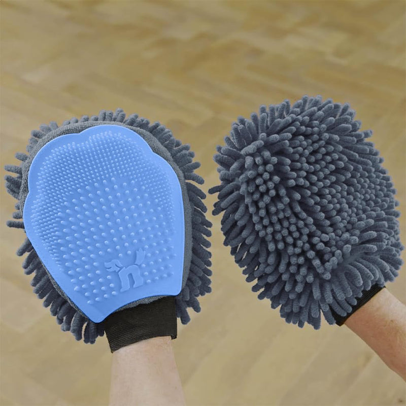 Gogotool 2-in-1 grooming glove - gentle petting, thorough brushing & quick drying for dogs and cats - 2 pieces - BeesActive Australia