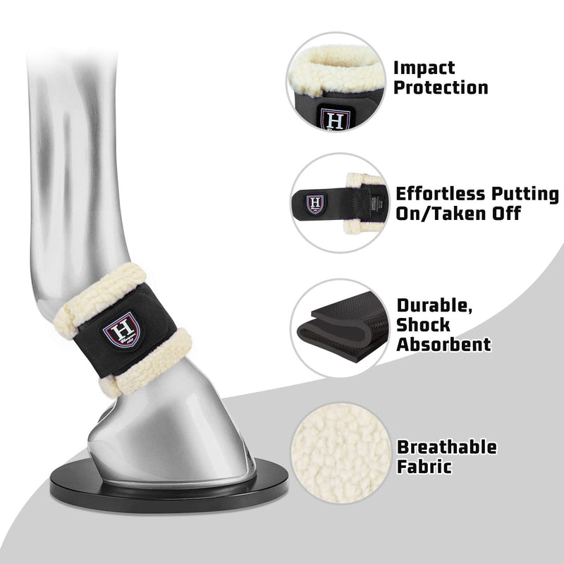 Harrison Howard Essential Premium Horse Pastern Wraps with Berber Fleece Lining Sold in Pairs Black - BeesActive Australia