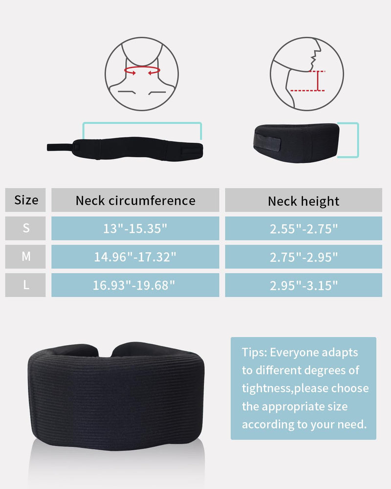 Neck Brace for Neck Pain and Support, Soft Foam Cervical Collar for Sleeping, Adjustable Neck Support Brace, Wraps Keep Vertebrae Stable and Aligned (Size：S) Black Small - BeesActive Australia