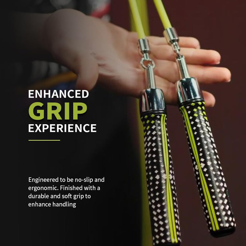 HEREROPE 1/4LB Weighted Jump Rope for Speed, Cardio, Boxing & Workout, Skipping Rope with Ball-bearing, Comfortable & Ergonomic Grip, Tangle Free Cable, Jump Ropes for Men Women Fitness Lemon L - 9'0"(User Height 5'7.5" - 6'0")