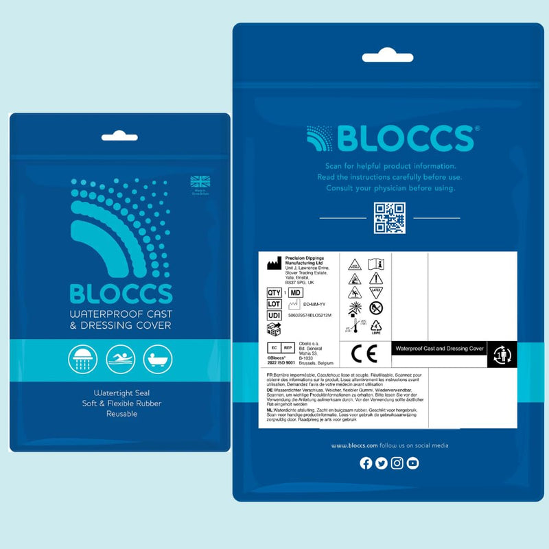 BLOCCS 100% Waterproof Cast Covers for Shower Leg- Swim Cover, Cast Bag for Bath. Durable Cast Sleeve for Swimming - #ASL74 - Adult Short Leg - BeesActive Australia