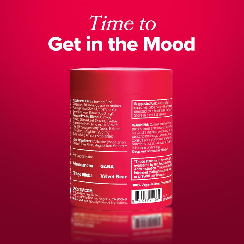 O Positiv URO Vaginal Moisture & Mood ‚Äì Formulated to Support Vaginal Moisture, Mood & Relaxation ‚Äì with KSM-66¬Æ Ashwagandha, Ginkgo Biloba, Mucuna pruriens, and GABA ‚Äì 30 Servings - BeesActive Australia