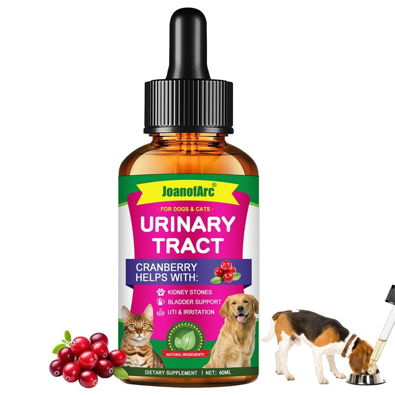 Pet Urinary Tract Health Care Drops for Dogs & Cats - Urinary Tract, Bladder & Kidney Care with Cranberry, 60ml Natural Formula