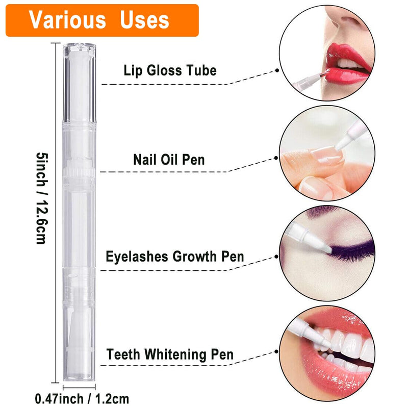 40 Pack 3 ML Transparent Twist Pens, Empty Cuticle Nail Oil Pen with Brush Tip, Cosmetic Lip Gloss Containers Applicators Eyelash Growth Liquid Tube with 2 Stickers 40Pack & Stickers - BeesActive Australia