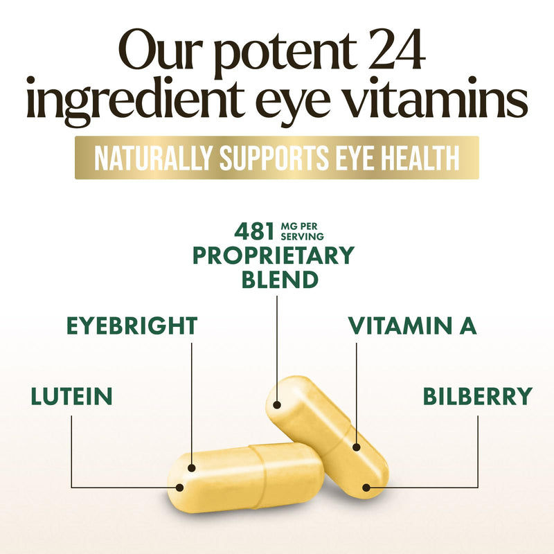 Eye Vitamins Supplements - 3x Strength Eye Health Vitamin with Lutein and Zeaxanthin - Vision Macular Health Eye Support With Zinc, Vitamins C E & Minerals, Bottled in USA - 120 Capsules 120 Count (Pack of 1)