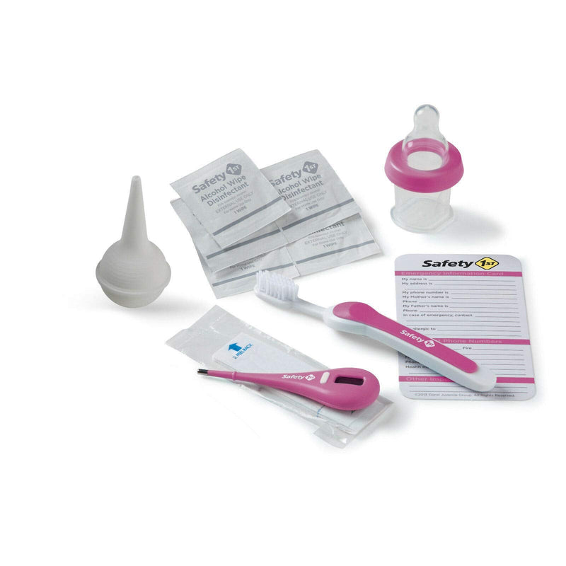 SafetyFirst All-in-1 Nursery Baby Care Health & Grooming KIT: Thermometer, Nasal Aspirator, Bottle Medicine Dispenser, Nail Clippers, Toothbrush, Brush, Wipes