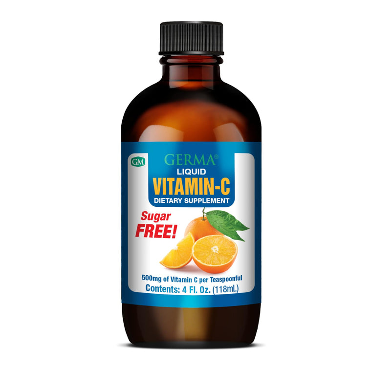 Germa Sugar-Free Liquid Vitamin C. 500 mg. Fast Absorption Dietary Supplement. Immune System Booster. 4 oz / 118ml