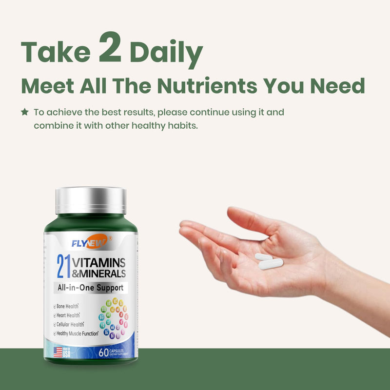 Multivitamin for Women & Men - Mens & Womens Multivitamin for Bone, Skin & Immune Health Support, 21 in 1 Multivitamins Supplement, Multivitamins with Gluten & Allergen Free, Non GMO, 60 Capsules 1 Pack Multivitamin