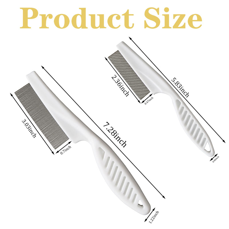 Multifunctional Pet Hair Comb Tear Stain Removal, Dog/Cat Lice Comb, Flea Brush for Cats, Suitable for Small Dogs Puppies, 2 in 1 Dog/Cat Comb Teeth Stainless Steel Combing Massage 2 Pcs White - BeesActive Australia