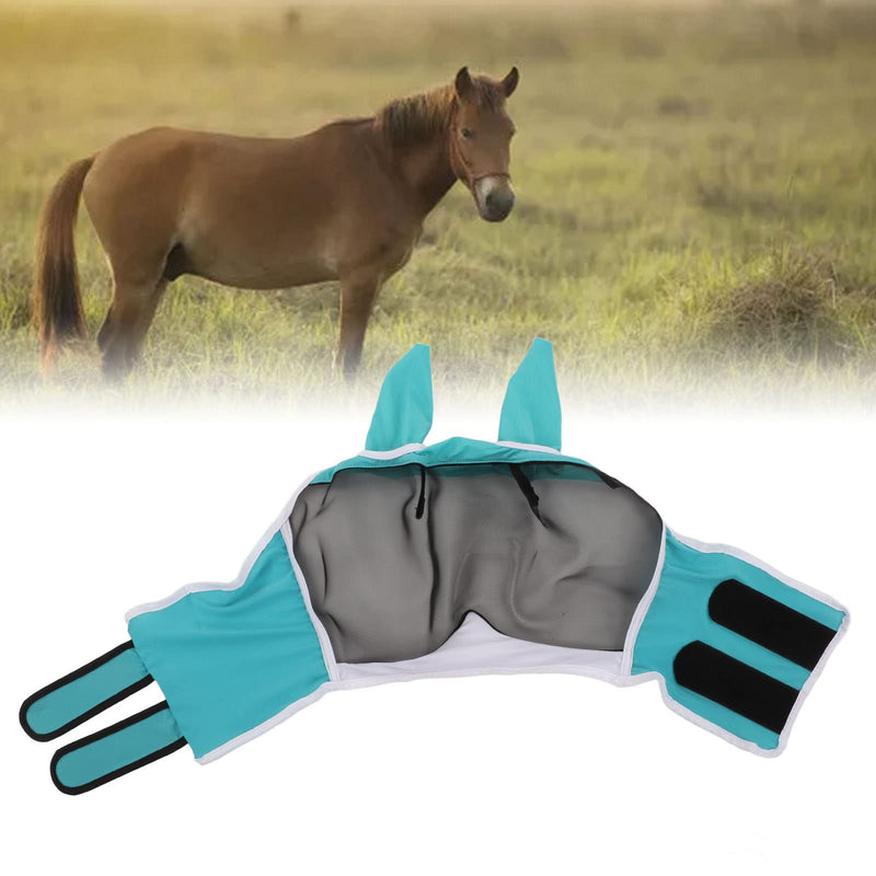 Mesh Horse Fly Mask, Leisure Sports, Amusement Facilities Elastic UV Protection Detachable Breathable Horse Fly Mask with Ears for Horses (S) S Blue Green - BeesActive Australia