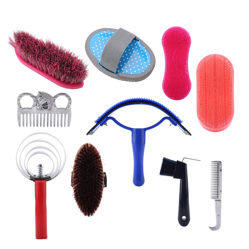 Zerodis Horse Grooming Care Kit, 10Pcs Equestrain Brush Curry Comb Horse Cleaning Tool Set Horse Riding Equipment for Beginners - BeesActive Australia