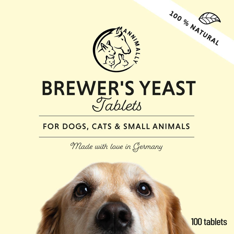 Annimally Brewers Yeast Tablets for Dogs, Cats & Small Pets 100 pcs. - Daily Supplement to Support a Normal-Looking Coat, Made in Germany