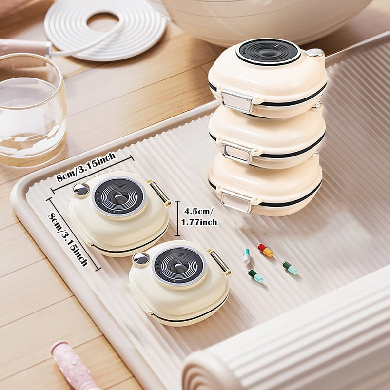 Travel Pill Organizer, 7 Day Portable Pill Case, Small Pill Box for Pocket Purse Portable Medicine Vitamin Container (Pearl White,1 Pack,S)