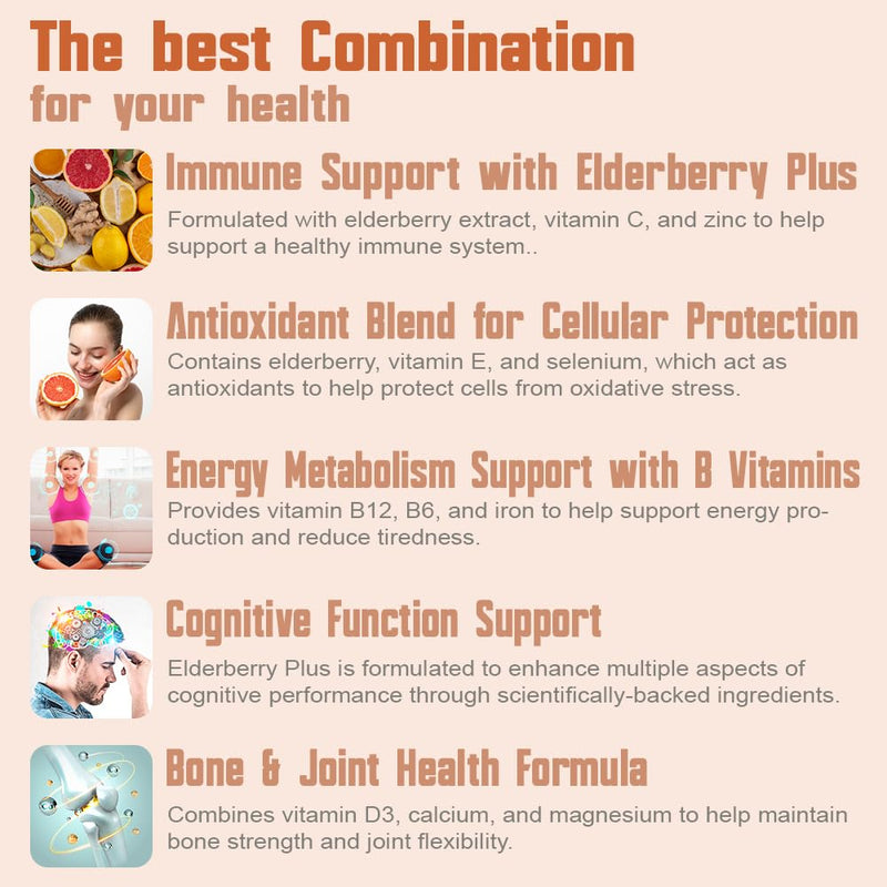 Health Dose Elderberry Plus Capsules – Immune Support Supplement with Vitamins C, D3, Zinc, Selenium & 11 Ingredients for Year-Round Wellness – 120 Veggie Capsules, 2-Month Supply 1