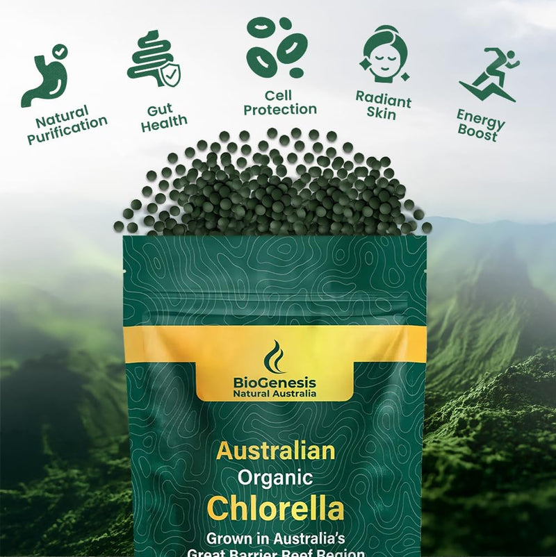 Biogenesis Organic Chlorella Mini Tablets – 300 Count (200mg) | Australian Grown | Rich in Chlorophyll, Vitamins & Minerals | Supports Energy & Immunity | Vegan Mini Tablets 300 Count (2 Ounce, mini tablets)