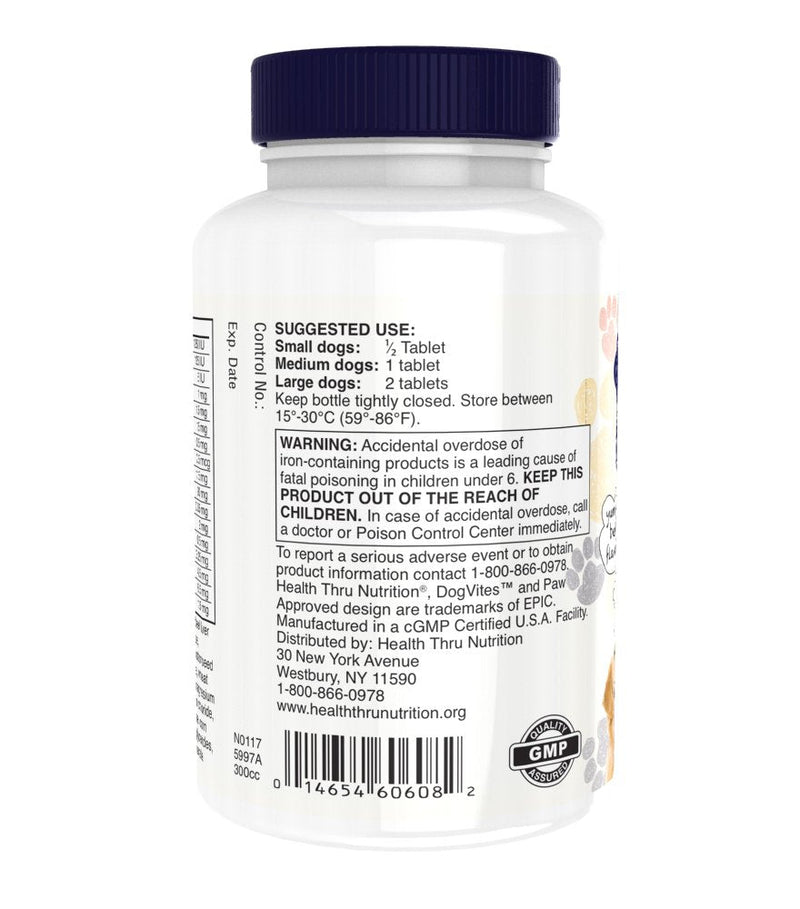 Dog-Vites Dog Multi-Vitamin & Mineral Supplement | 100 Beef Flavor Chewables | by Health Thru Nutrition