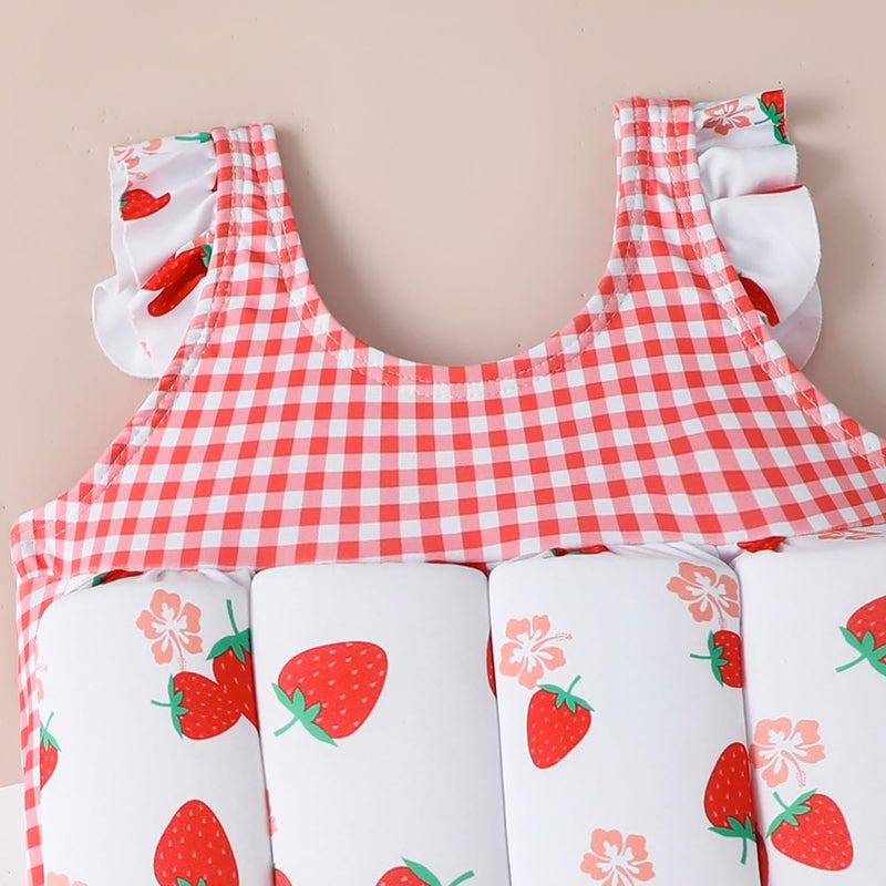 ABEHIK Kids Floatation Swimsuit Float Suit Boys Girls One Piece Floating Swim Vest with Adjustable Buoyancy Life Bathing Suit Pink 18-24 Months