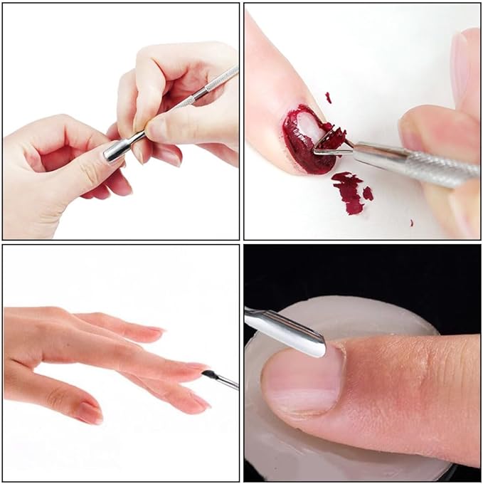 Cuticle Pusher Cuticle Pusher Metal Pusher Nail Scraper Stainless Steel Cuticle Removal Tool Nail Tool Nail Stripping Stainless Steel Waterproof Anti-Slip Great for Nail Polish Gel Nail Pack of 2 - BeesActive Australia