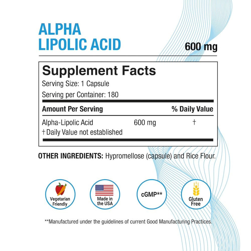 Puregen Labs Alpha Lipoic Acid 600mg [High Potency] 180 Servings - Antioxidant Support | No Harmful Additives | Non-GMO, NO Gluten and Dairy, 600 mg per Veggie Capsule - Made in USA 1 - BeesActive Australia