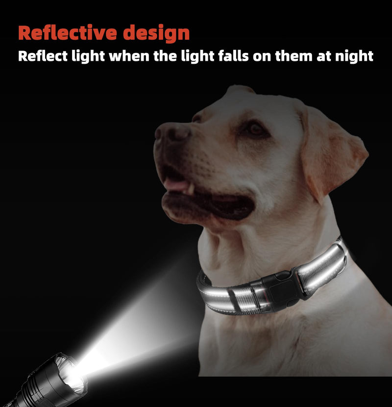 Large Dog Collar, Reflective Pet Collar with Buckle Adjustable Safety Nylon Collars for Small Medium Large Dogs, Black Large :Width 0.98",Neck 16-24" - BeesActive Australia