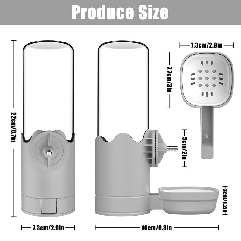 Pet Water Bottle for Cage Crate 17oz Rabbit Water Bottles Non-Drip Automatic Kettle Small Animal Water Bottle for Bunny Chinchilla Hedgehog Squirrel Ferret (Gray) Grey - BeesActive Australia