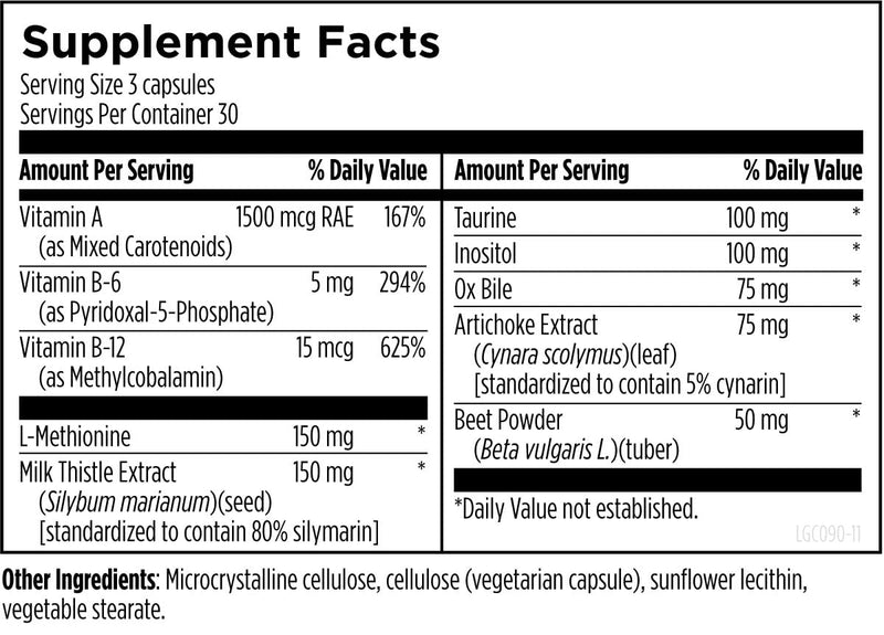 Designs for Health LV-GB Complex - Liver Detox Supplements for Gallbladder Support with Milk Thistle, Artichoke, Vitamins + Ox Bile - Supports Bile Flow + Toxin Elimination (90 Capsules) Standard Packaging
