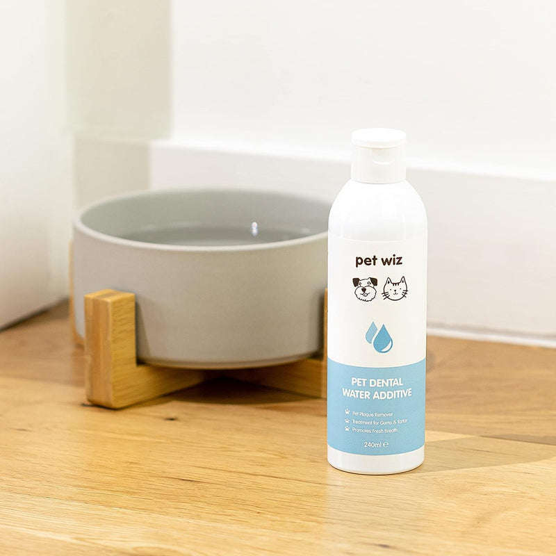 pet wiz Dental Water Additive for Dogs & Cats | Fights Bad Breath | Removes Plaque & Tartar | Promotes Healthy Gums | 240ml 240 ml (Pack of 1)