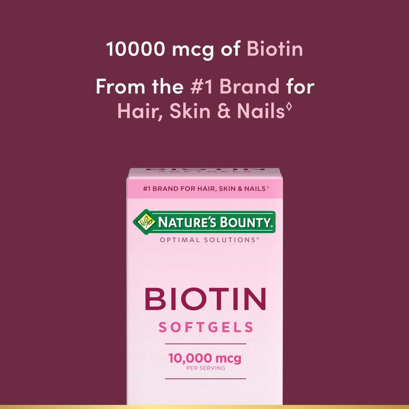 Nature's Bounty Biotin 10000mcg Supplement, 90 Rapid Release Softgels 90 Count (Pack of 1)
