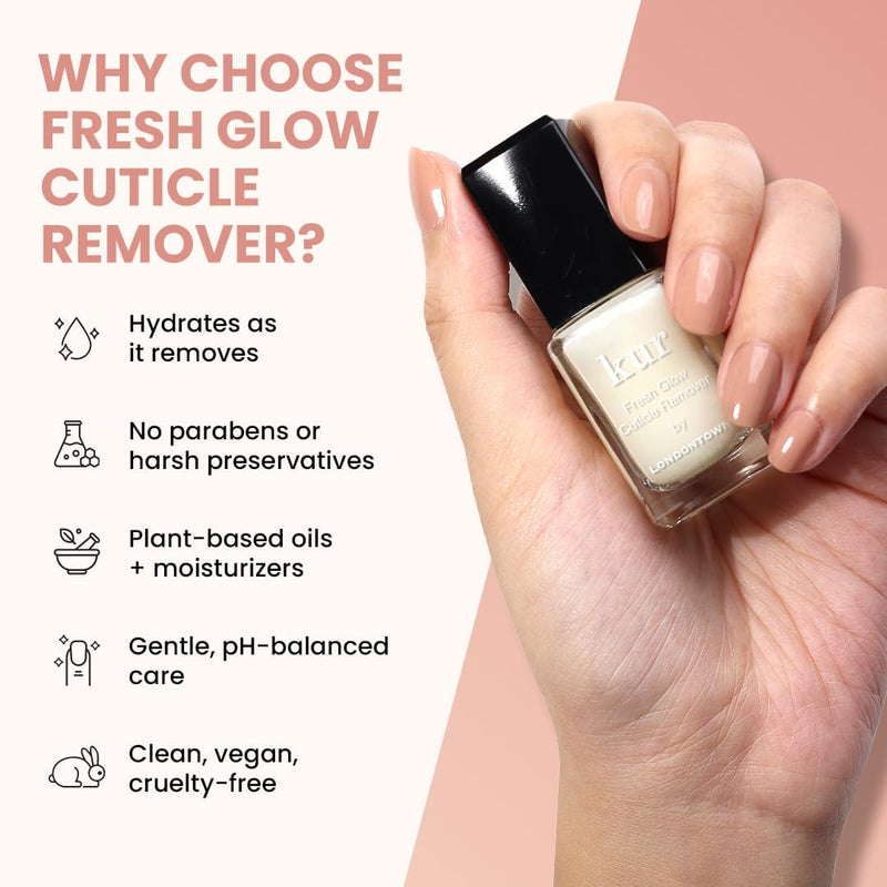 LONDONTOWN Fresh Glow Cuticle Remover - Instant Cuticle Remover Liquid - No Tool or Cutting Moisturizing Softening Nail Care for Dry, Damaged Cuticles, .40fl oz Original (0.4 fl oz) - BeesActive Australia