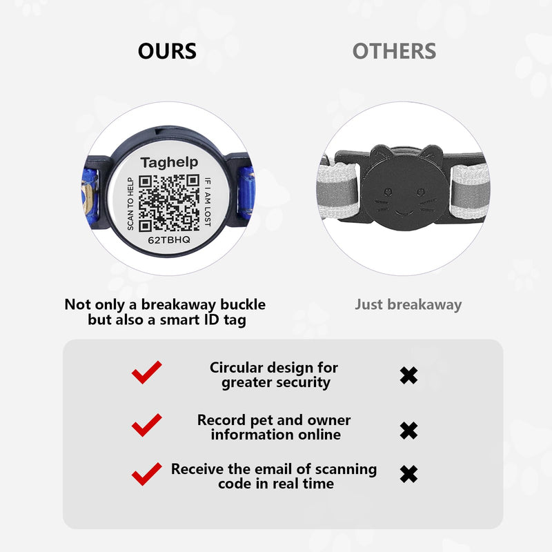 2PCS Breakaway Cat Collars with QR Code Bell Moons Stars Cute Kitty Adjustable Safe Kitten Collars with Pendant Glow in The Dark. Smart ID tag.Real-time scan alerts (Purple&Pink) Purple & Pink - BeesActive Australia