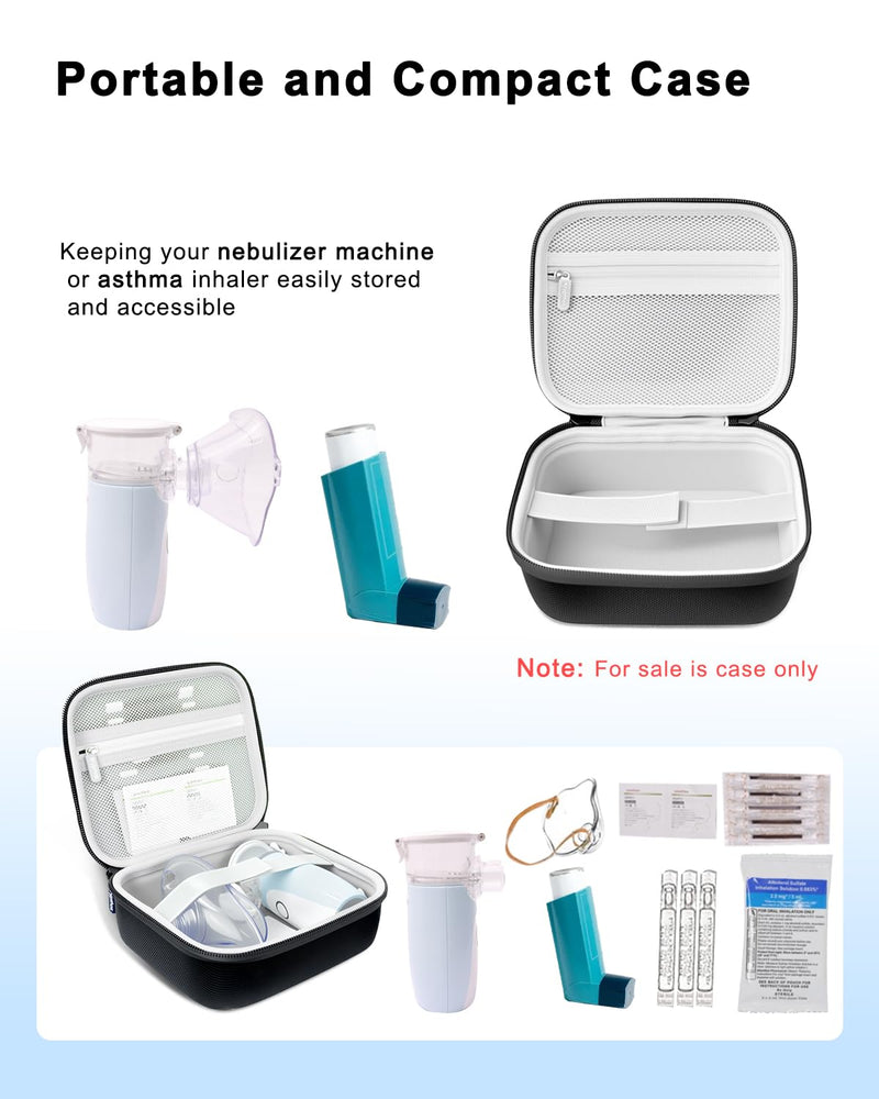 Krypthos Carrying Case Compatible with Compact Portable Handheld Inhaler Nebulizer or Asthma Inhaler for Adults and Kids, Inhaler Spacer Bag, Compact Medical Holder Case (Black) Black - BeesActive Australia