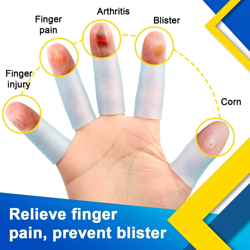 Sumifun Gel Finger Protector, 20 Pcs Silicone Finger Sleeves for Corns, Fingernails Loss, Friction Pain Relief, Blue Blue(20pcs)