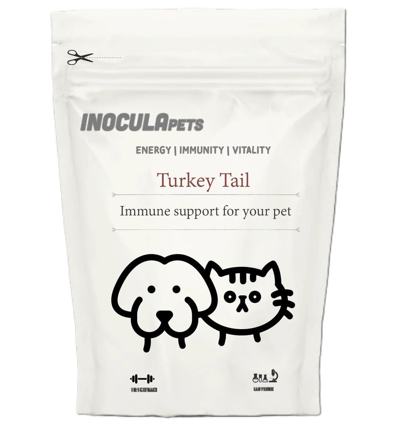 Inocula Pets Turkey Tail Extract Capsules Dog & Cat - Happy & Healthier Pets - PSK Beta D Glucans - 2 Months Supply 60 CAPSULES