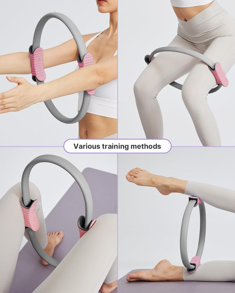 YOTTOY Pilates Ring,15 Inch Magic Circle Ring for Women Thighs,Core and Arms,Exercise Ring Pilates Equipment for Home Workout & Yoga Equipment 15 Inch Grey - BeesActive Australia