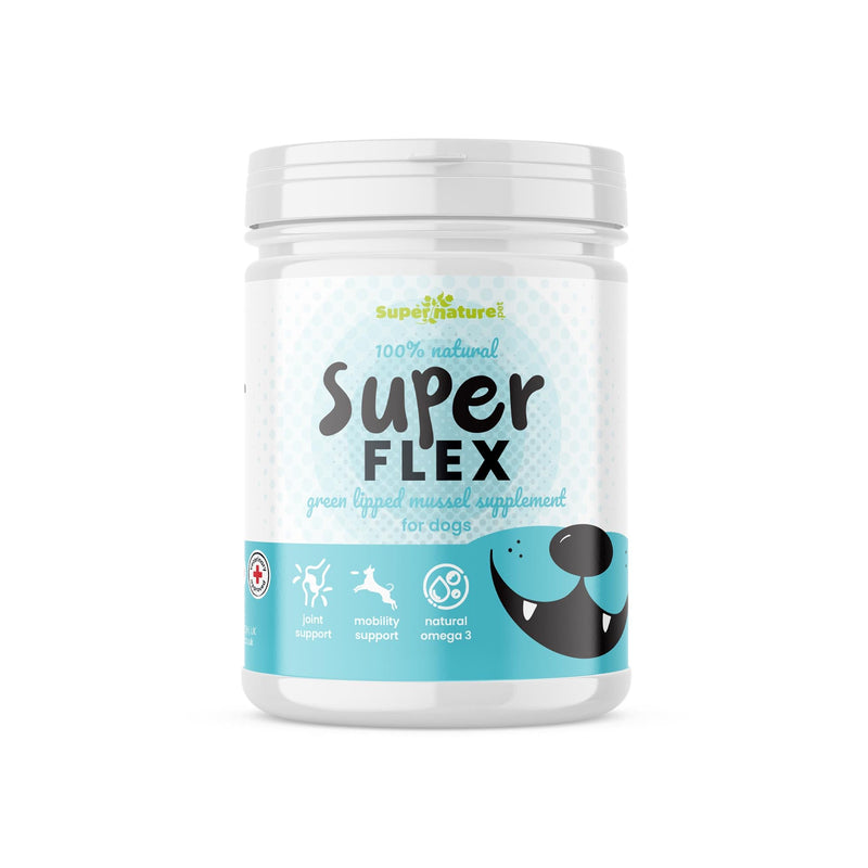 Supernature Super Flex Green Lipped Mussel Supplement for Dogs 100g | Natural Hip & Joint Support, Mobility Aid, Healthy Skin & Coat, Omega 3 Supplement, Veterinary Approved, Manufactured in the UK