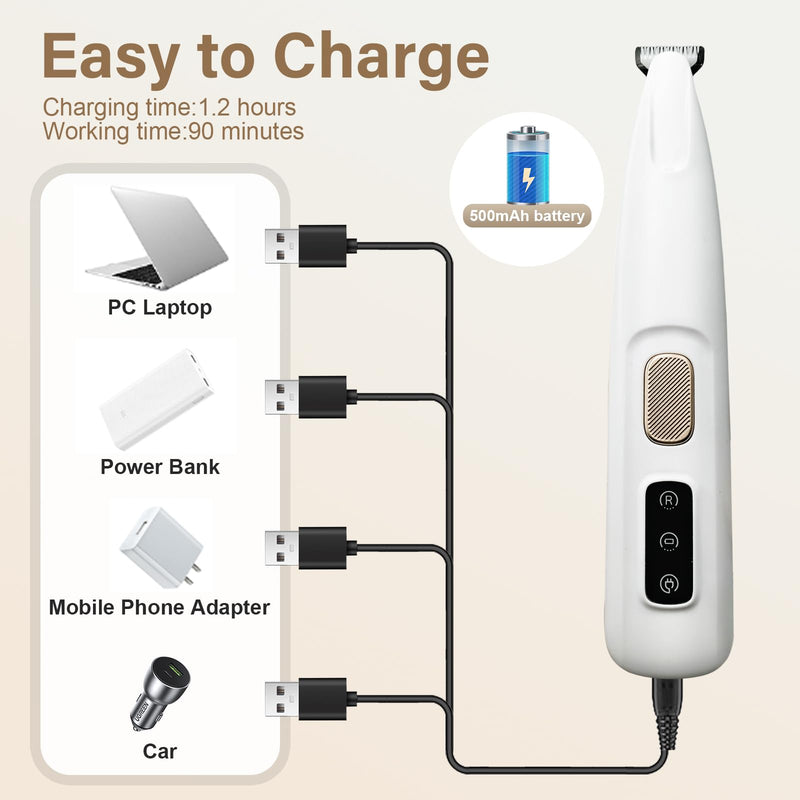 Saffory Dog Paw Trimmer with LED Light, Rechargeable Pet Electric Hair Clipper for Dogs Cats Hair Trimming - BeesActive Australia