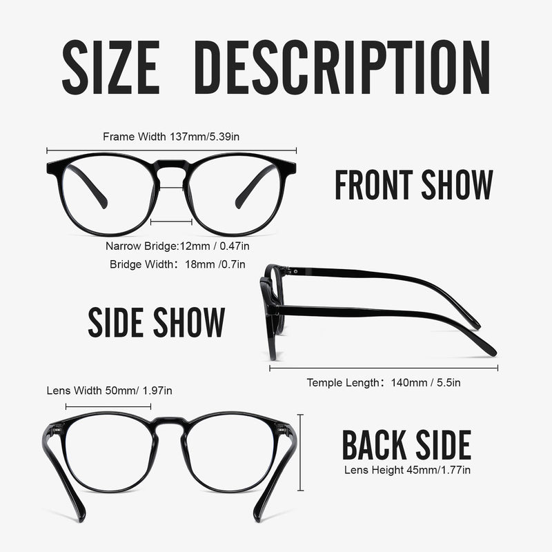 2 Pack Blue Light Glasses For Woman/Men Blue Light Blocking Glasses, Retro Round Anti Eyestrain Computer Glasses L31blacktou clear - BeesActive Australia