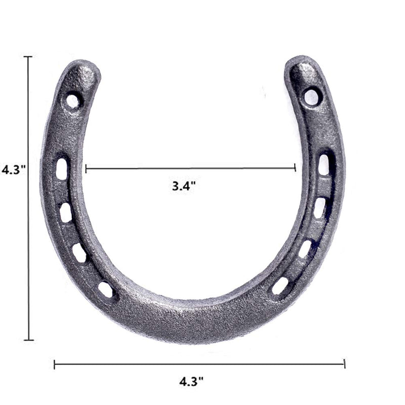 GGTYHAO 4PCS Cast Iron Horseshoe，for Good Lucky, Durable Cast Iron Medium Horseshoe 5 Holes On Each Side for Wall Hung silver - BeesActive Australia