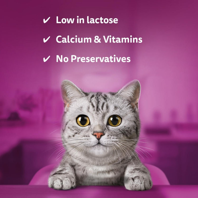 Whiskas Adult Cat Milk Bottles Low Lactose Cat Treat No Preservatives 30 x 200ml