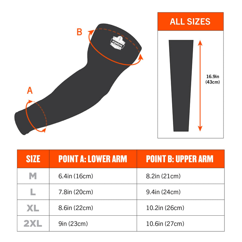 Ergodyne Chill-Its 6691 Cooling Arm Sleeves with Box Handling Silicone Forearm Grip, Pair, UPF 50+ Medium