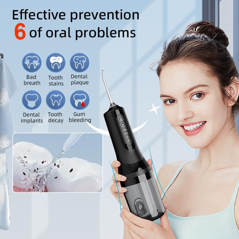 Water Flosser Cordless with 260ML Removable Tank, 4 Cleaning Modes, Oral Irrigator for Braces and Sensitive Gums(White) White