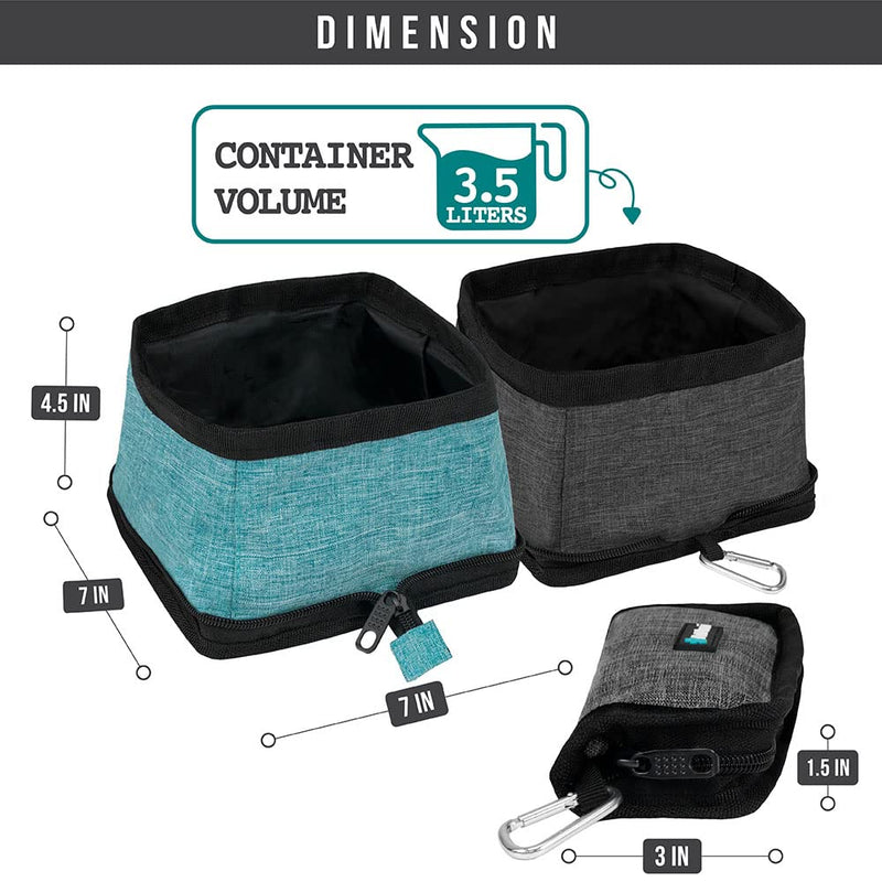 PetAmi Collapsible Dog Bowls 2 Pack, Food and Water Bowls Travel Set, Portable Pet Dish No Spill, Foldable Lightweight BPA Free Leakproof Bowls, Camping Hiking Walking Outdoor Gear Accessories, Blue Turquoise Blue - BeesActive Australia