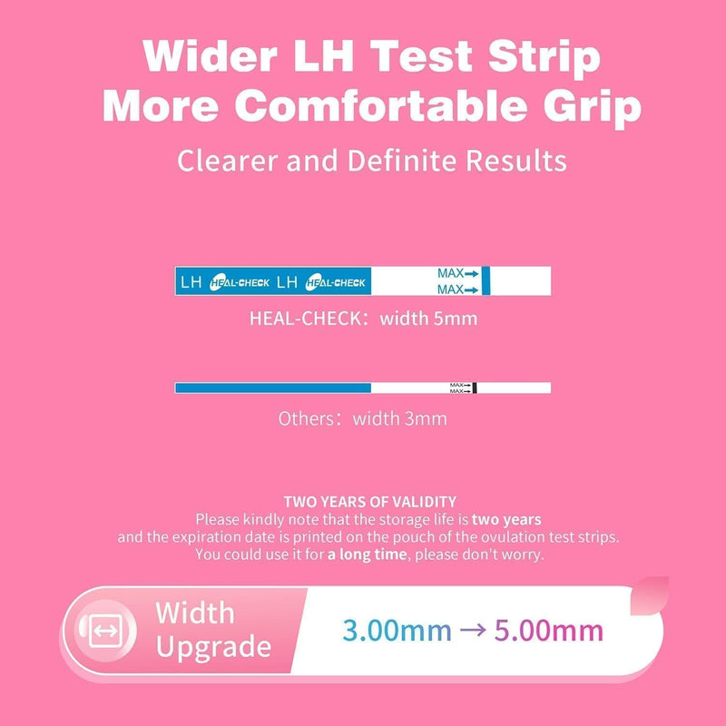 HEAL-CHECK 25 Count Ovulation Test Strips with Cups, Bulk Ovulation Test Strips for Women, Ovulation Predictor Kit, Accurate Fertility Tests for Home, Individually Wrapped 5mm LH - BeesActive Australia