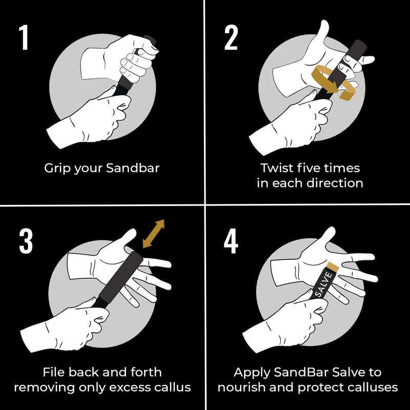 SandBar Callus Remover File for Hands - Durable Aluminum Tool for Callus Care and Dead Skin Removal - Includes Nourishing Salve - Ideal for Athletes, Climbers, and Gym Enthusiasts Flat Black - BeesActive Australia