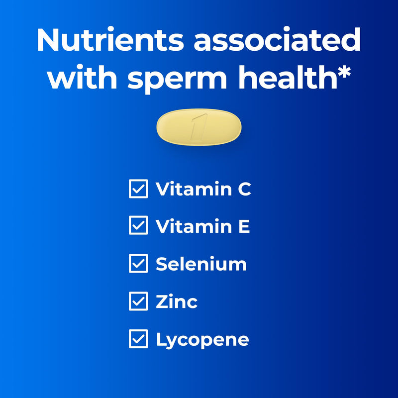 One A Day Men's Pre-Conception Health Multivitamin to Support Sperm Health, Supplement for Men with Vitamin C, Vitamin E, Selenium, Zinc, and Lycopene, 30 Count 30 Count (Pack of 1)