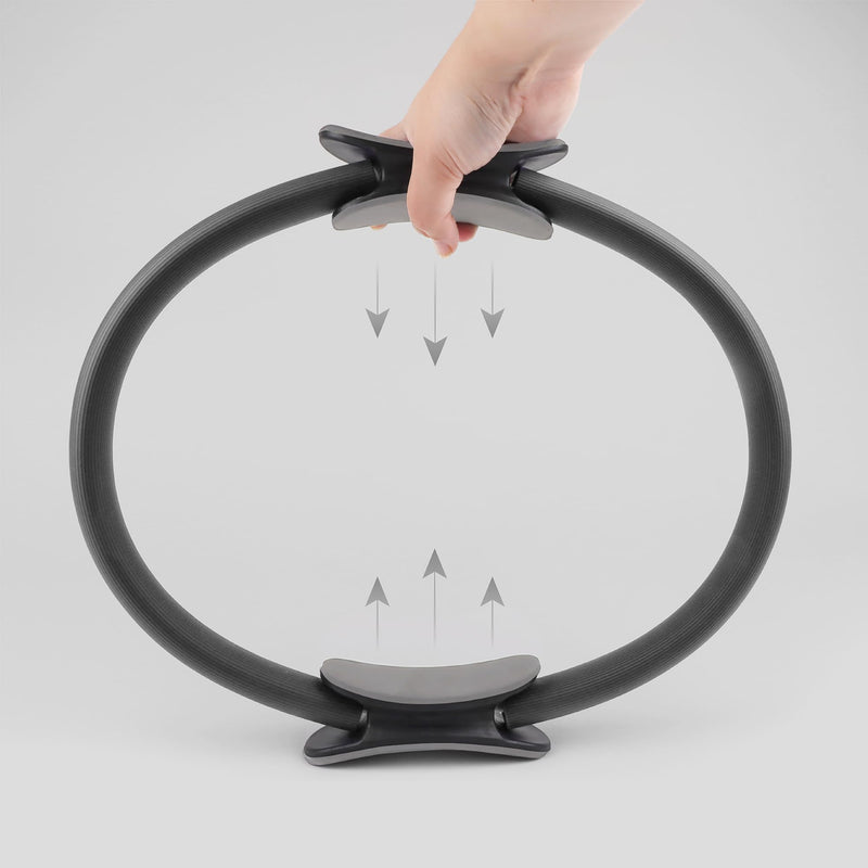Phoenix Fitness Pilates Ring,Double Handle Exercise Circle Fitness Magic Circle Resistance Ring Dual Grip for Yoga Core Training,15 Inch Black
