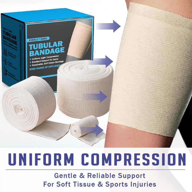 EVERLIT Elasticated Tubular Support Bandage | Stockinette Tubing for Large Arm, Knees, Legs | Light to Moderate Compression Bandage Roll For Tissue Support (Size G | 4.5" x 11 yd) Size G | 4.5" x 11 yd - BeesActive Australia