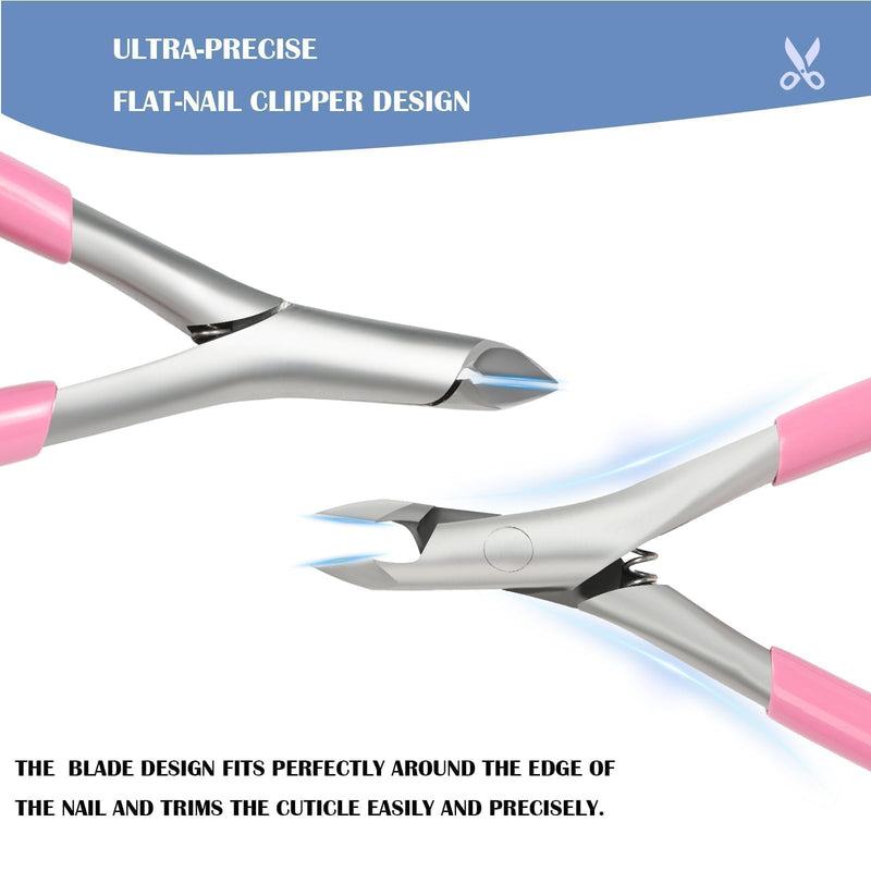 Cuticle Nippers and Trimmer Set, Non-Slip Rubber Grip Manicure Pedicure Tools, Fine Edge Cuticle Cutter & Nail Clippers for Women Men Home Use, Precision Nail Supplies (Pink-1 Pack) A1-pink - BeesActive Australia